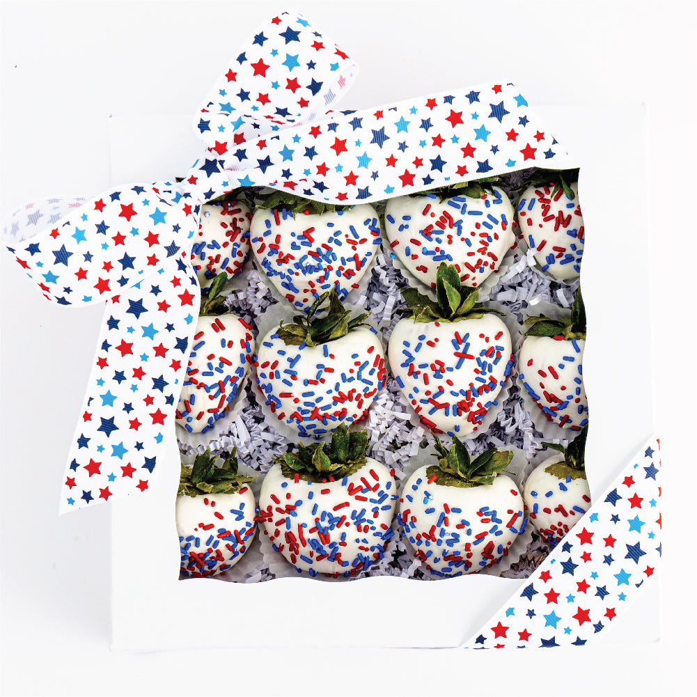 4th July Chocolate Covered Golden Strawberries Delivery Los Angeles