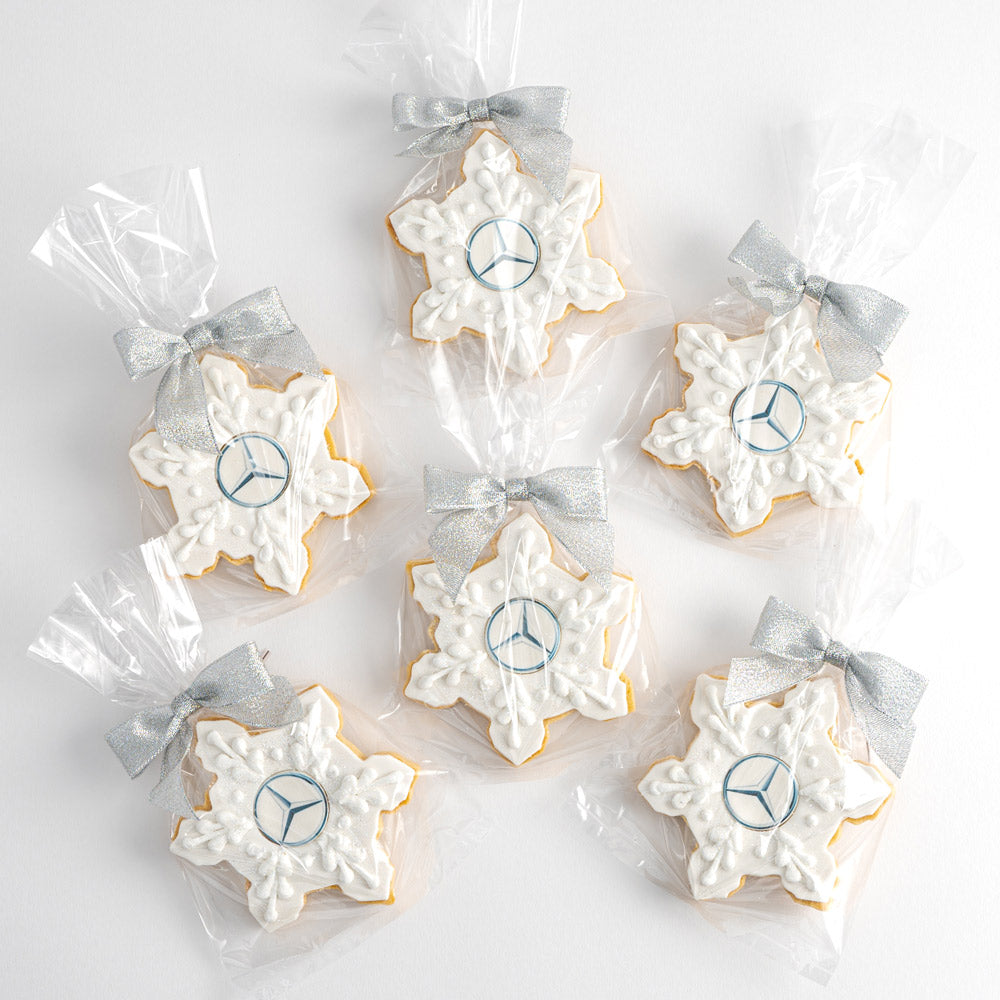 Snowflake Cookie Logo Favors | Upload Your Artwork - Sweet E's Bake Shop - The Cookie Shop
