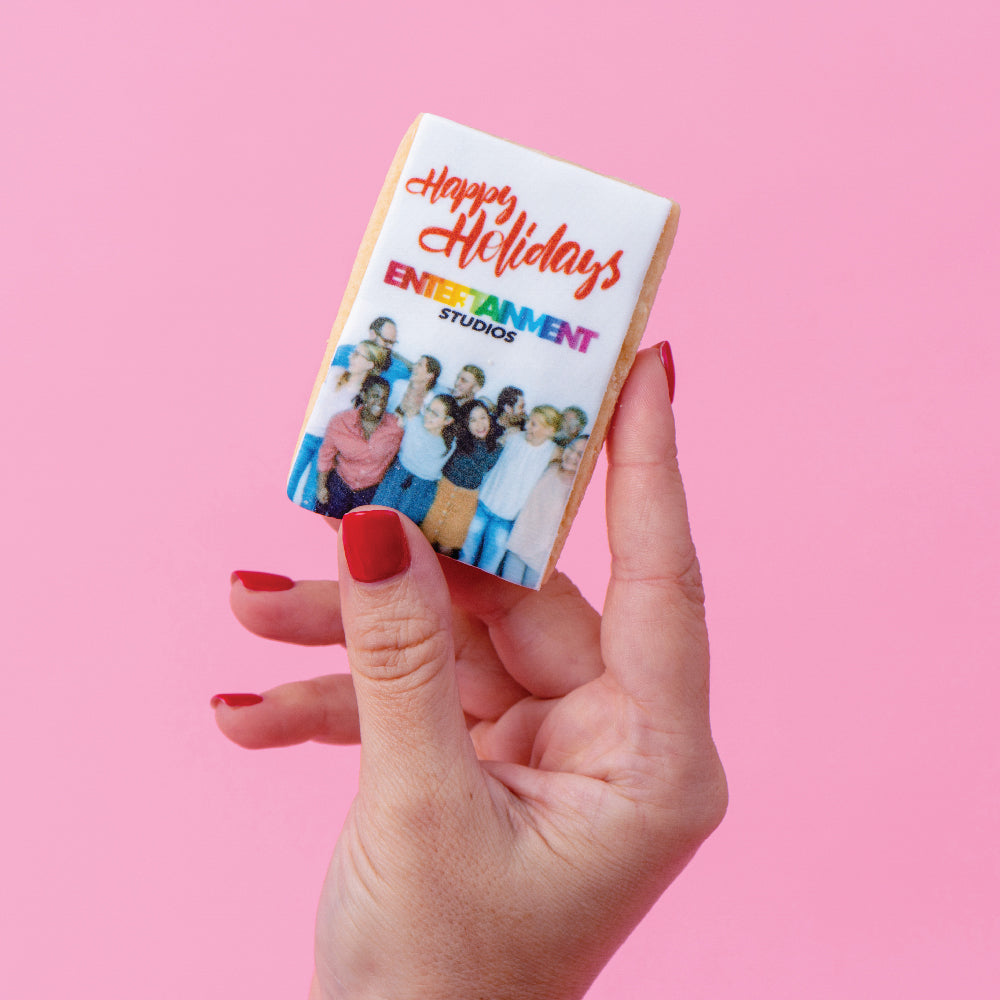 Happy Holiday Logo Cookies Delivery Customized Holiday Cookies