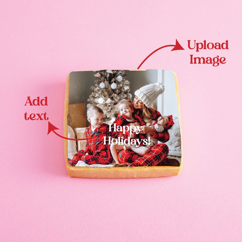 Holiday Family Card Custom Cookies | Upload Your Artwork (Customizer) - Sweet E's Bake Shop - Sweet E's Bake Shop