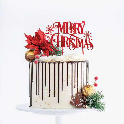Merry Christmas Drip Cake - Sweet E's Bake Shop - The Cake Shop