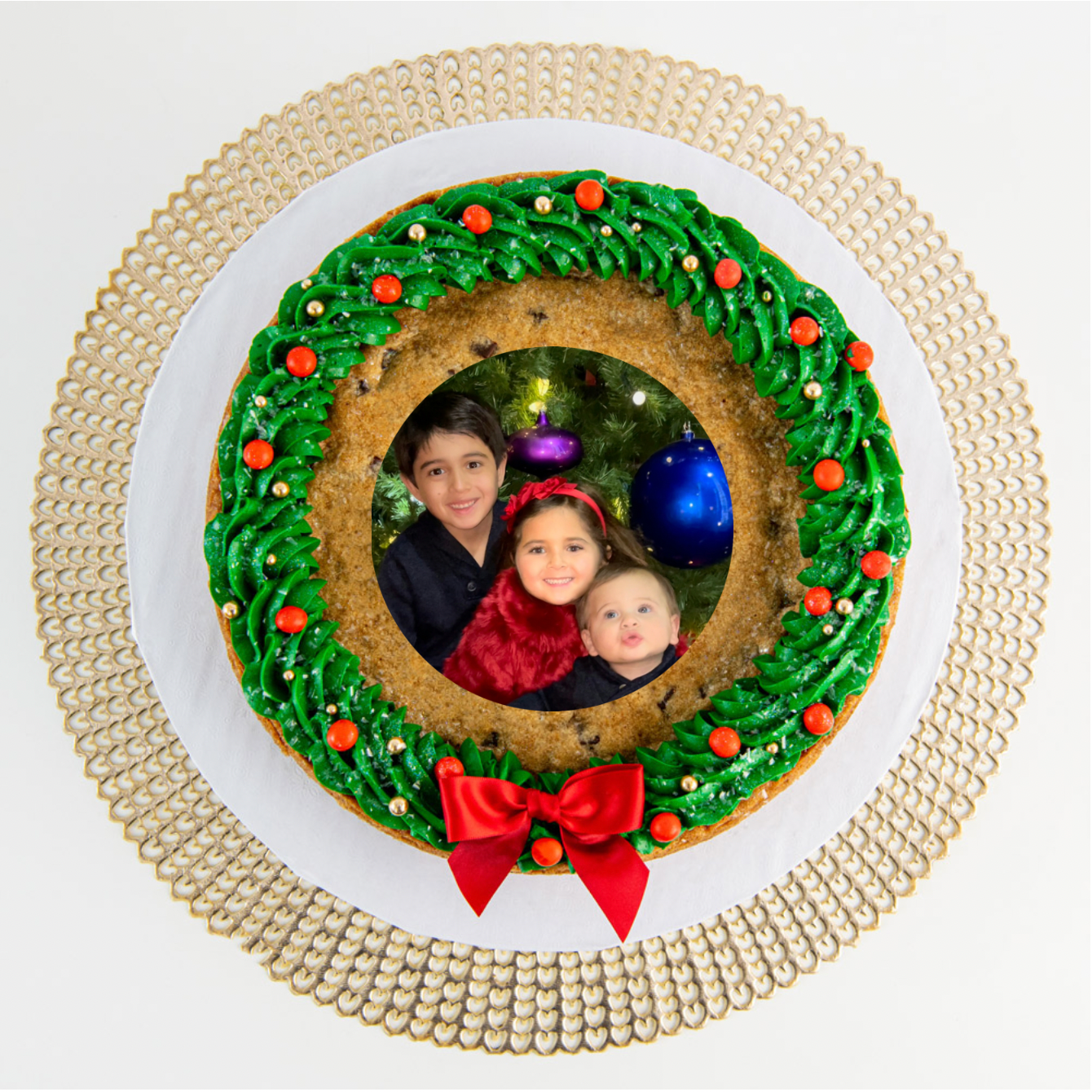 Christmas Wreath Cookie Cake with Logo or Photo | Upload your Artwork - Sweet E's Bake Shop - The Cake Shop
