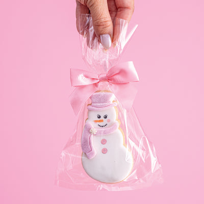Glam Pink Snowmen Cookies - Sweet E's Bake Shop - Sweet E's Bake Shop