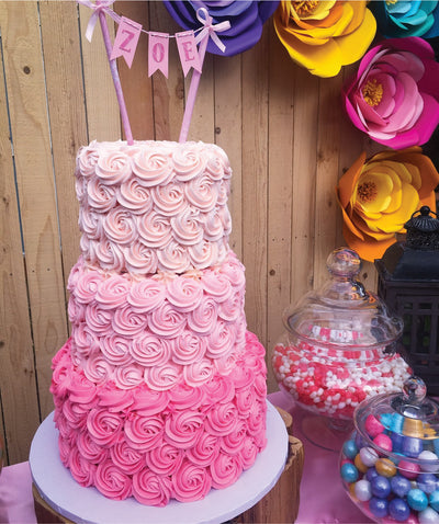 Pink Ombre Rosette Cake - Sweet E's Bake Shop - The Cake Shop