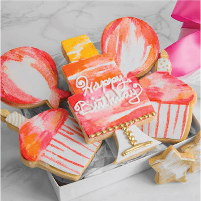 Birthday Decorated Cookie Gift Box - Pink Painted - Sweet E's Bake Shop - The Cake Shop