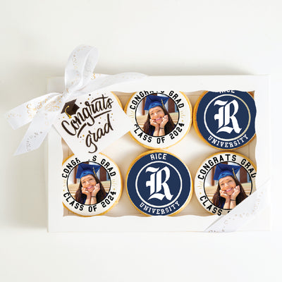 Custom Grad Cookies | Rice University | Upload your photo - Sweet E's Bake Shop - The Cookie Shop