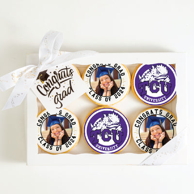 Custom Grad Cookies | Texas Christian University | Upload your photo - Sweet E's Bake Shop - The Cookie Shop