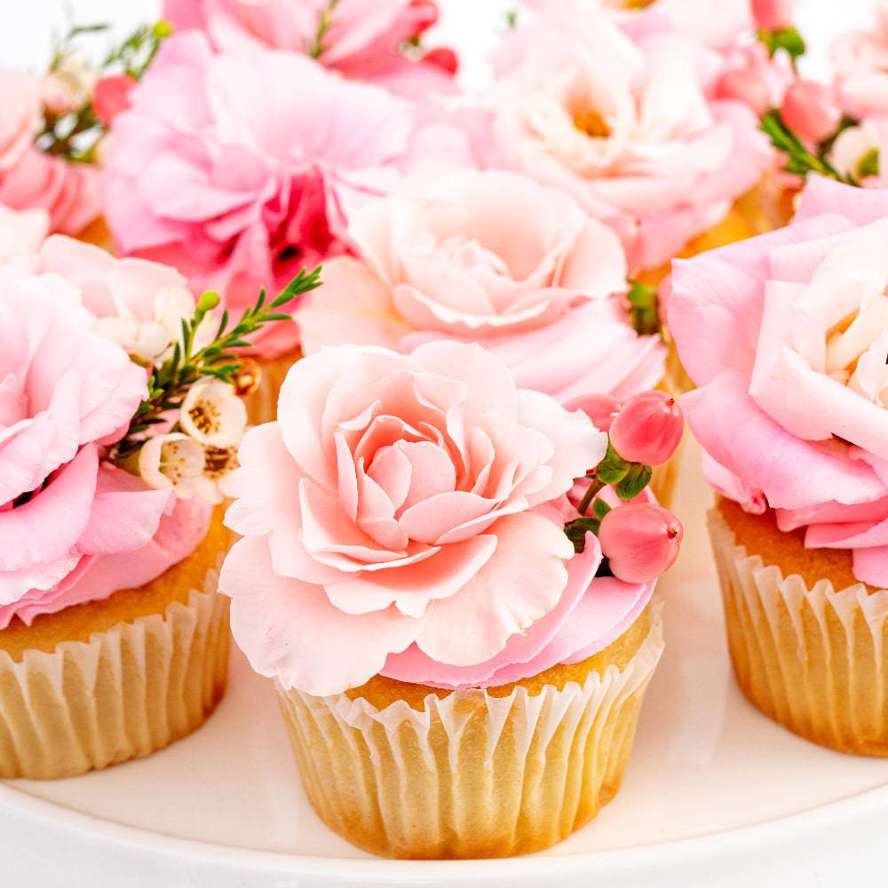Pink And White Flower Cupcakes