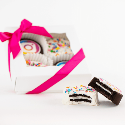Custom Logo Oreo Gift Box | 4 Pack | Upload Your Artwork - Sweet E's Bake Shop