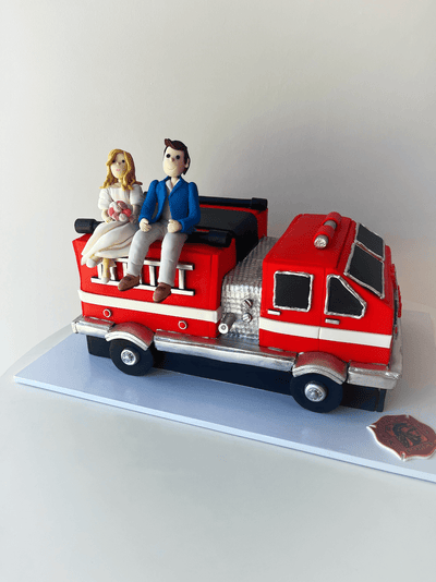 Firetruck Engagement Cake - Sweet E's Bake Shop