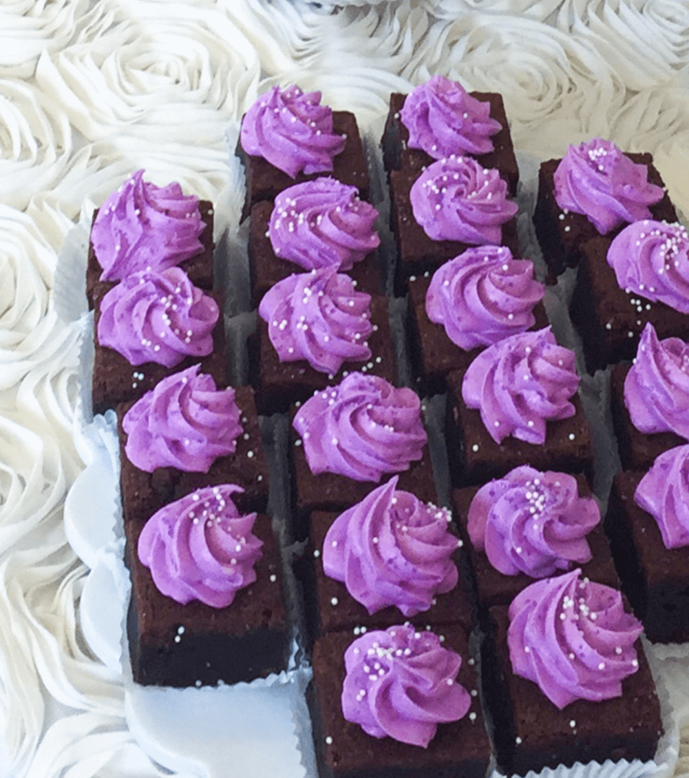 Purple Frosted Brownie Bites