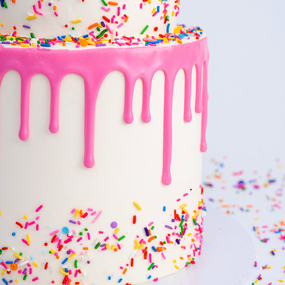 2 Tier Confetti Birthday Drip Cake | Choose Your Color - Sweet E's Bake Shop - The Cake Shop