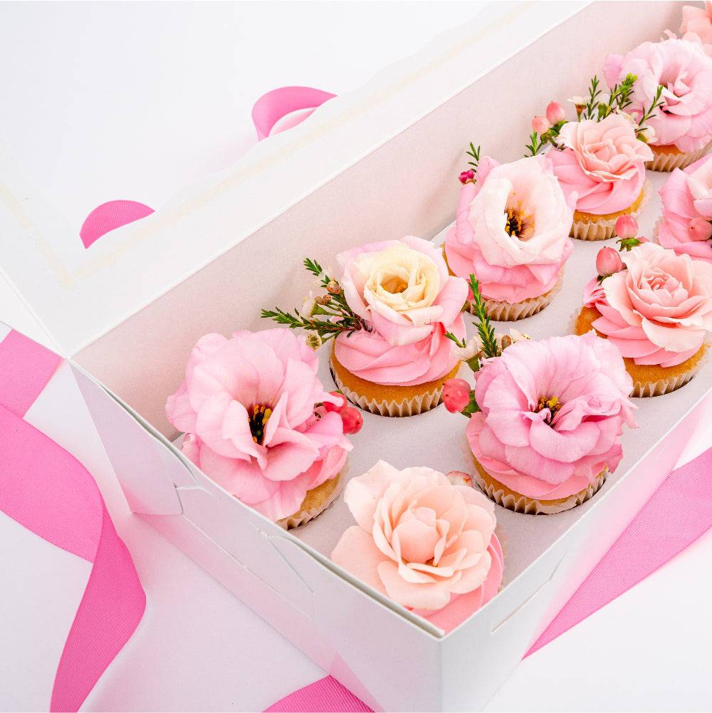 Pink And White Flower Cupcakes