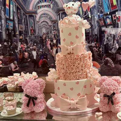 Ashley Benson Baby Shower Dessert Table - Sweet E's Bake Shop - The Cake Shop