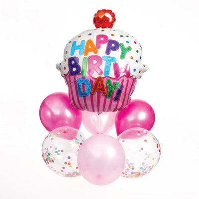 Cupcake Happy Birthday Balloon - Sweet E's Bake Shop - The Flower + Balloon Shop
