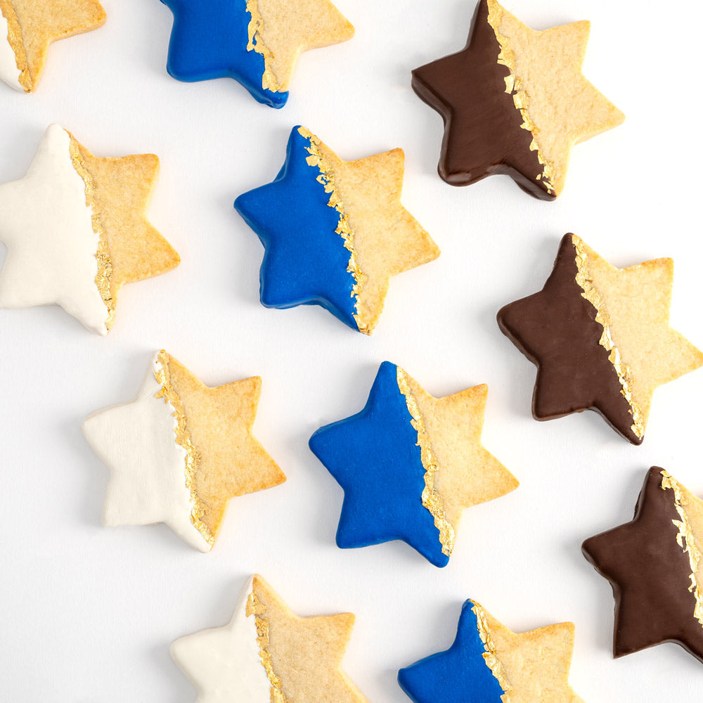 Glam Chocolate Dipped Star of David Cookies - Sweet E's Bake Shop - Sweet E's Bake Shop