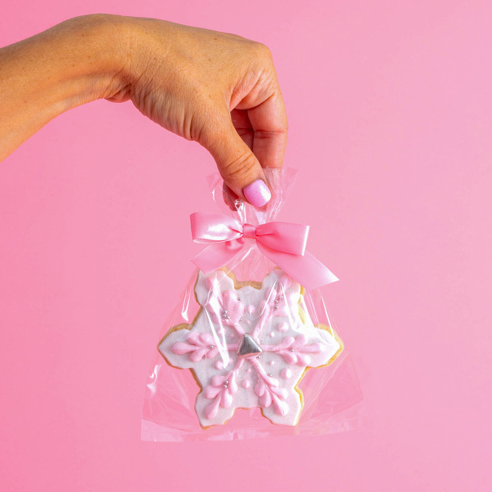 Glam Pink Snowflake Cookies - Sweet E's Bake Shop - Sweet E's Bake Shop