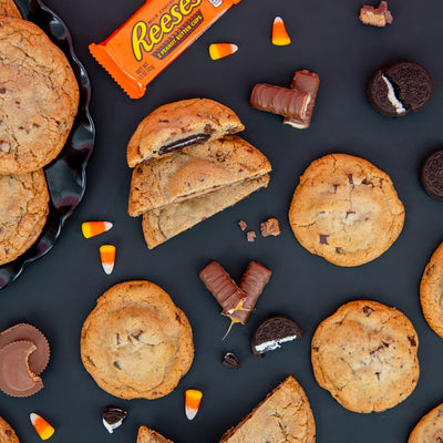 Halloween Stuffed Chocolate Chip Cookies - Sweet E's Bake Shop - Sweet E's Bake Shop
