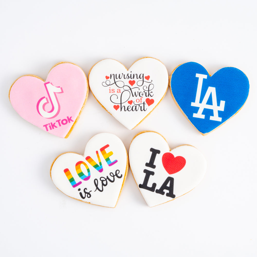 Heart LOGO Cookies | Bulk | Upload Your Artwork (Customizer) - Sweet E's Bake Shop - Sweet E's Bake Shop