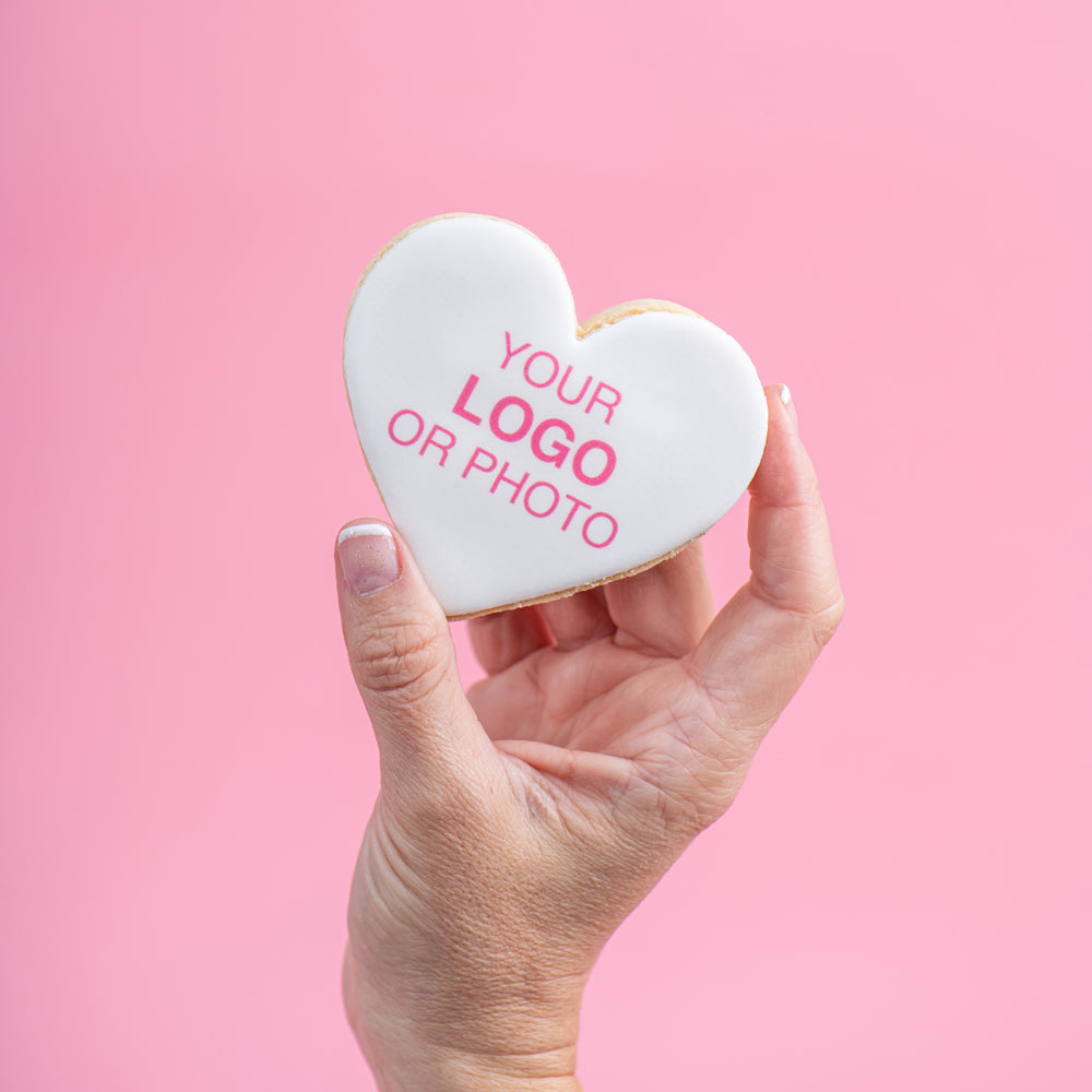 Heart LOGO Cookies | Bulk | Upload Your Artwork (Customizer) - Sweet E's Bake Shop - Sweet E's Bake Shop