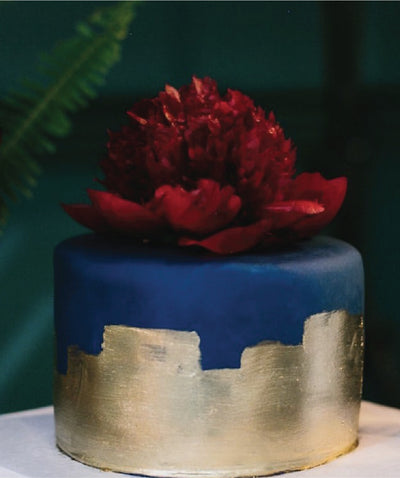 Blue and Gold Painted Cake - Sweet E's Bake Shop - The Cake Shop