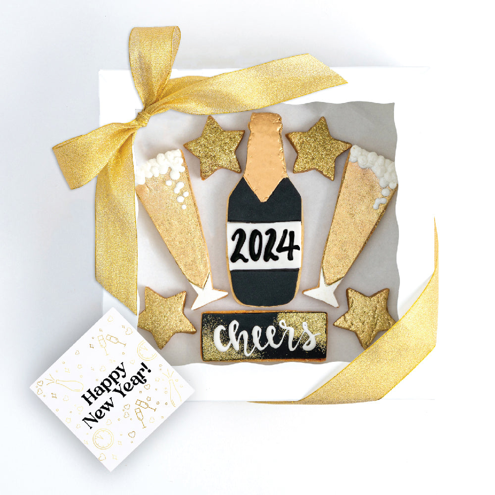 Cheers To The New Year Glam Cookie Gift Box - Sweet E's Bake Shop - Sweet E's Bake Shop