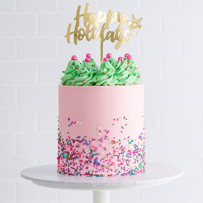 Sweet E's Glam Pink Holiday Cake - Sweet E's Bake Shop - The Cake Shop