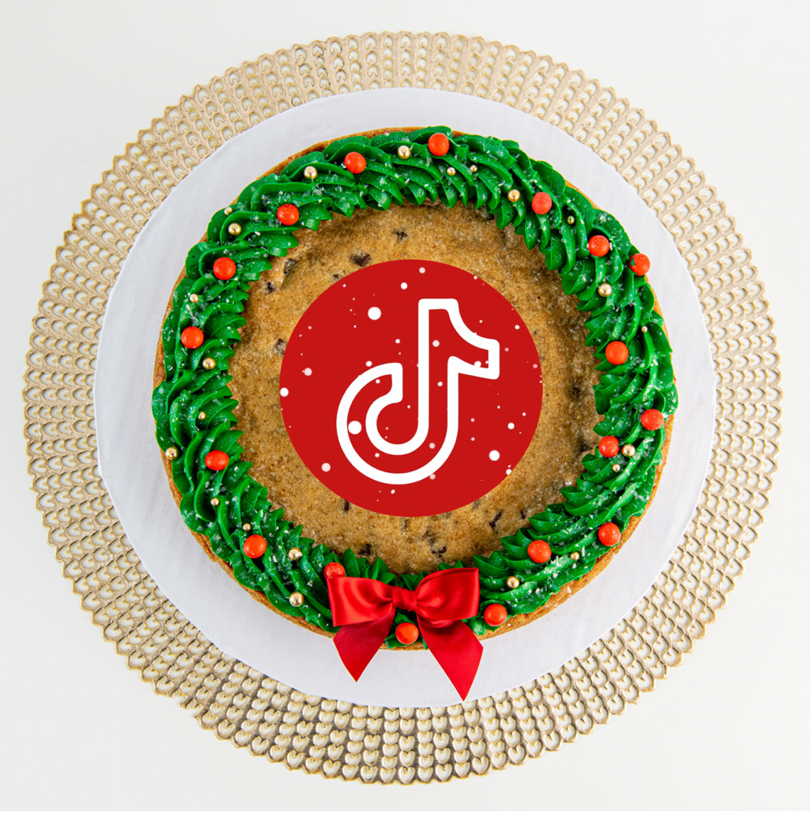 Christmas Wreath Cookie Cake with Logo | Upload your Artwork - Sweet E's Bake Shop - The Cake Shop