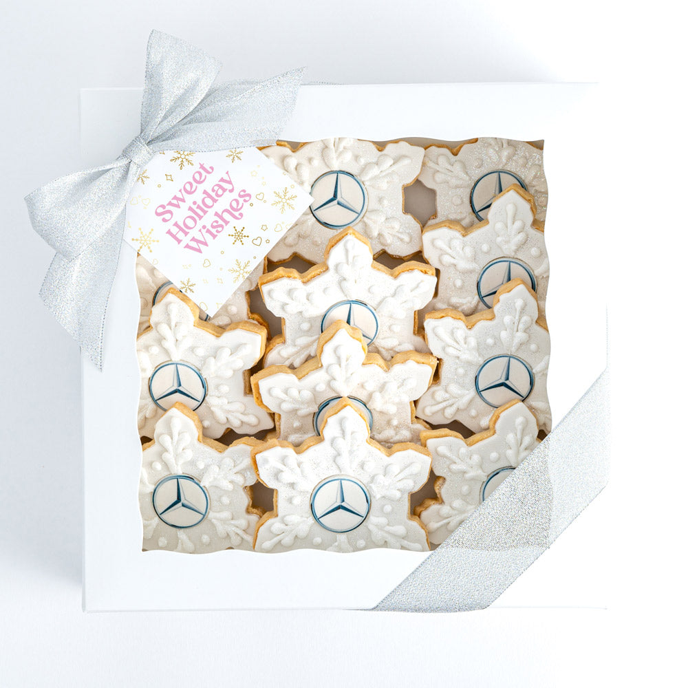 Snowflake Logo Cookie Gift Box | 12 Pack | Upload Your Artwork - Sweet E's Bake Shop - Sweet E's Bake Shop