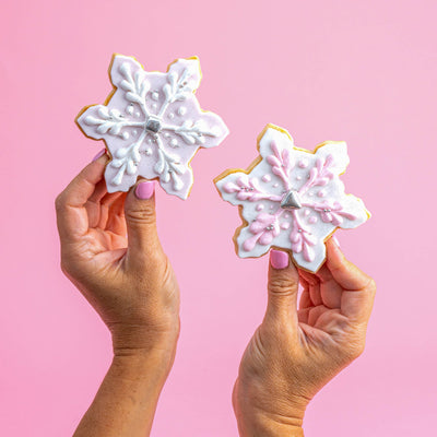 Glam Pink Snowflake Cookies - Sweet E's Bake Shop - Sweet E's Bake Shop