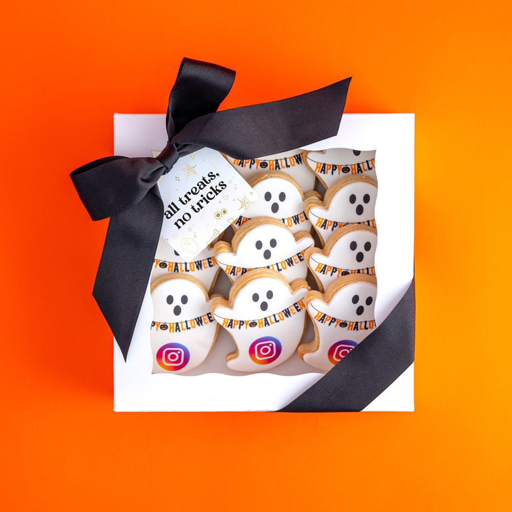 Logo Ghost Cookie Gift Box (12 Pack) | Upload Your Artwork - Sweet E's Bake Shop - Sweet E's Bake Shop