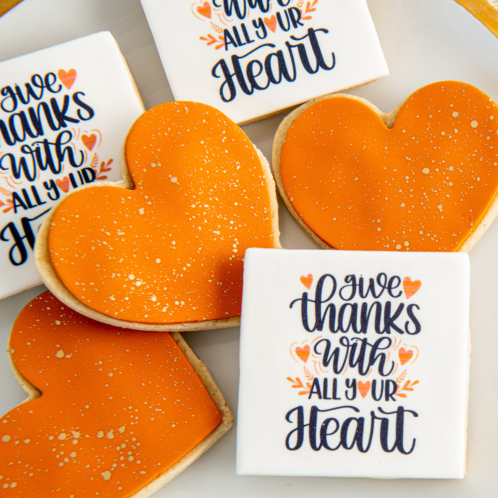 Custom Thanksgiving Heart Cookie - Sweet E's Bake Shop - Sweet E's Bake Shop