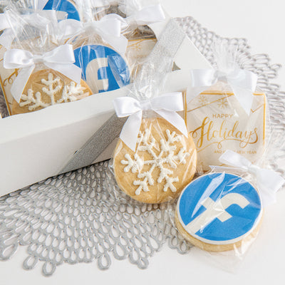 Happy Holidays Logo Cookies | Custom Order - Sweet E's Bake Shop - Sweet E's Bake Shop