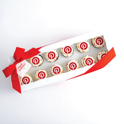 Happy Holidays Logo Cupcake Gift Box 12 Pack | Custom Order - Sweet E's Bake Shop - Sweet E's Bake Shop