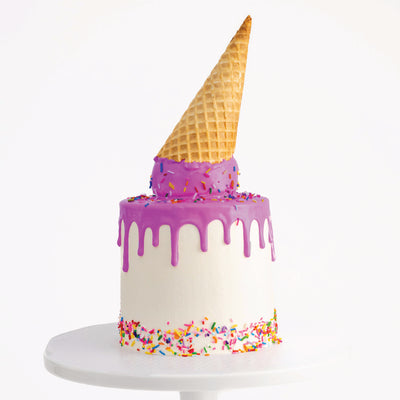 ICE CREAM CAKE | Confetti Cake Batter Ice Cream | Choose Your Drip Color - Sweet E's Bake Shop - The Cake Shop