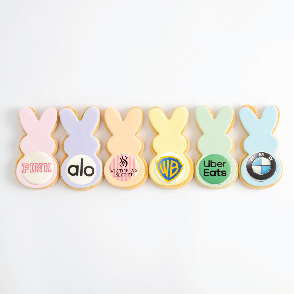 Easter Bunny LOGO Cookie Favors | Upload Your Artwork - Sweet E's Bake Shop - The Cookie Shop