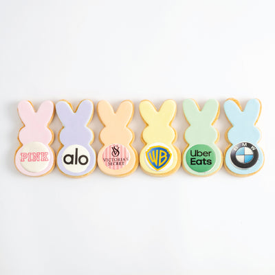 Easter Bunny LOGO Cookie Favors | Upload Your Artwork - Sweet E's Bake Shop - The Cookie Shop