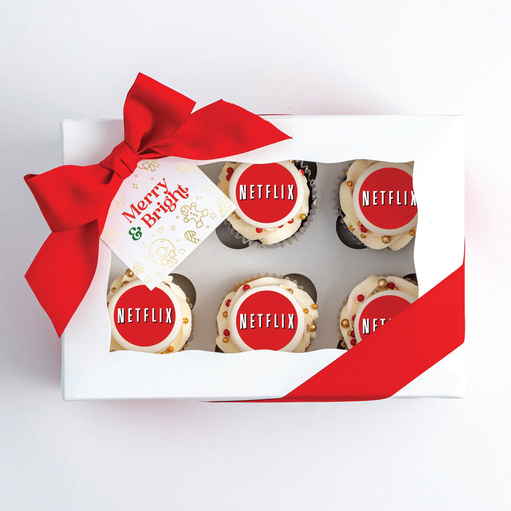 Merry & Bright Logo Cupcake Gift Box 6 Pack | Custom Order - Sweet E's Bake Shop - Sweet E's Bake Shop