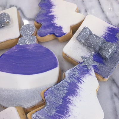 Purple & Silver Christmas Cookies | Custom Order - Sweet E's Bake Shop - Sweet E's Bake Shop