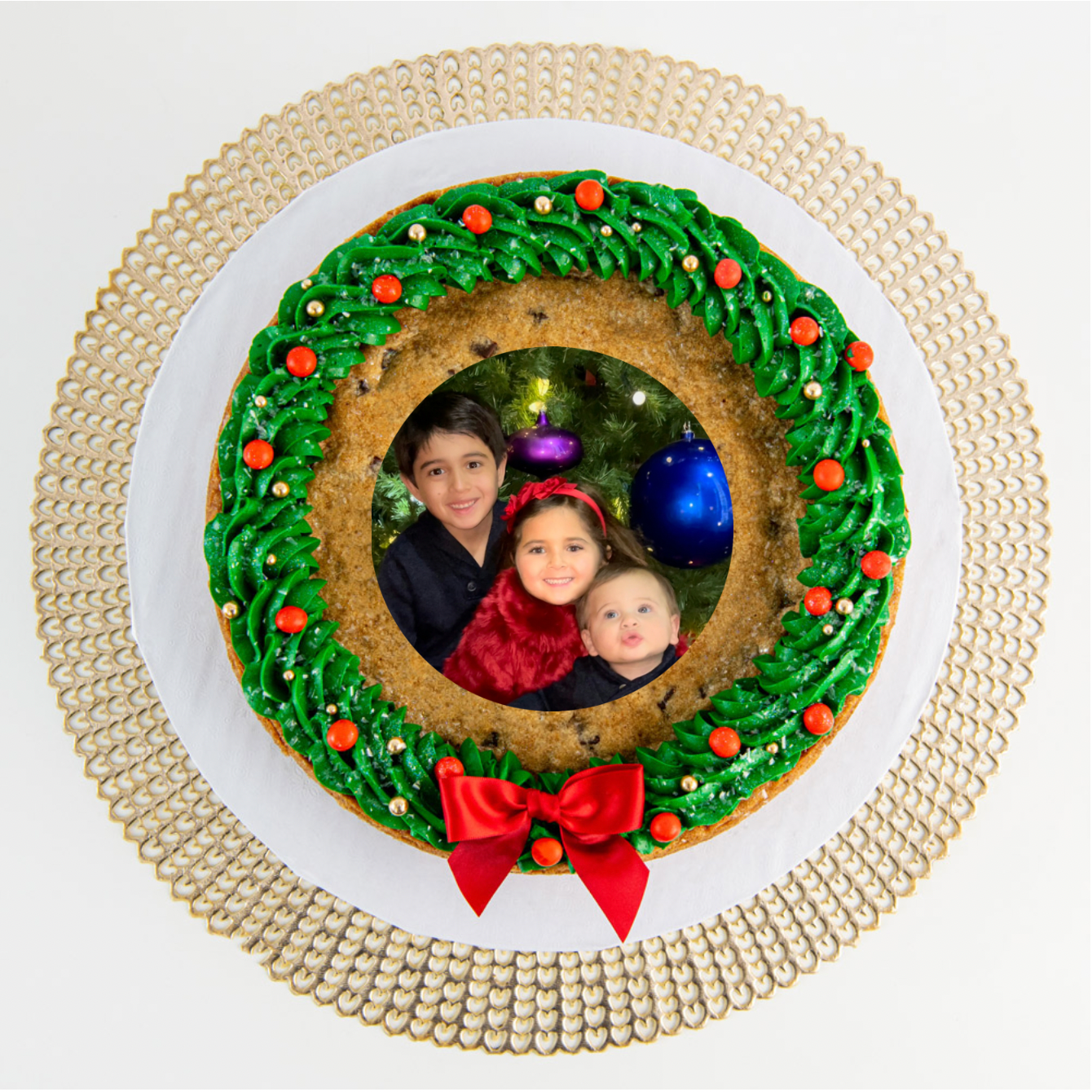 Christmas Wreath Cookie Cake with Photo | Upload your Artwork - Sweet E's Bake Shop - Sweet E's Bake Shop