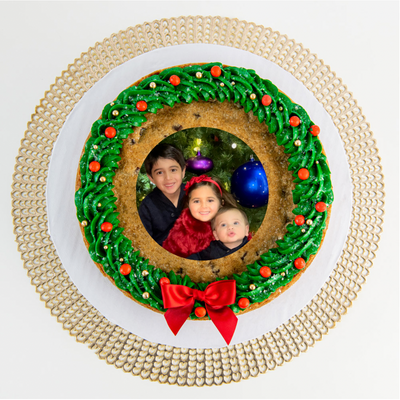 Christmas Wreath Cookie Cake with Photo | Upload your Artwork - Sweet E's Bake Shop - Sweet E's Bake Shop