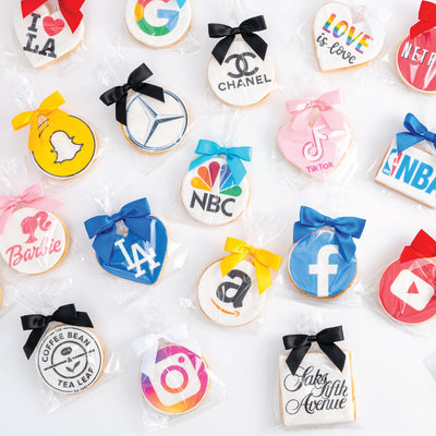 Rectangle Logo Cookies With Ribbon - Bulk  | Upload Your Artwork (Customizer) - Sweet E's Bake Shop - Sweet E's Bake Shop