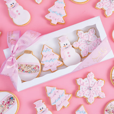 Glam Pink Christmas Ornament Cookies - Sweet E's Bake Shop - Sweet E's Bake Shop