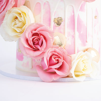 2 Tier Rose & Macaron Cascade Cake - Sweet E's Bake Shop - The Cake Shop
