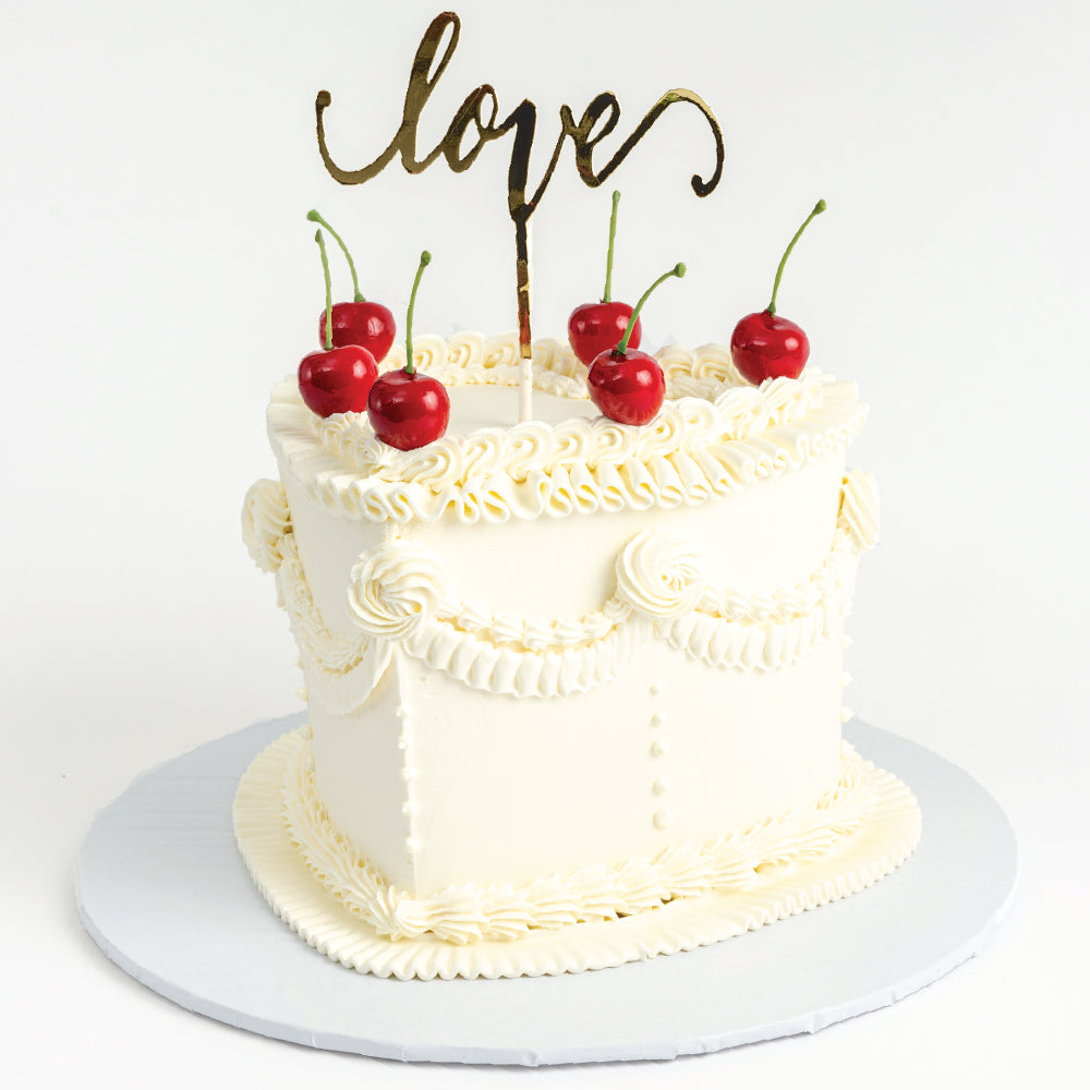 White Vintage Heart Cake - Sweet E's Bake Shop - The Cake Shop