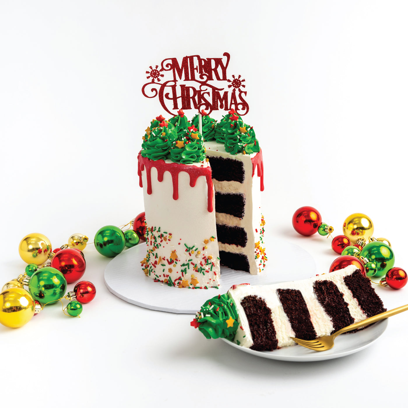 Merry Christmas Drip Cake