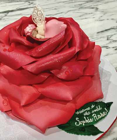 Rose Shaped Baby Shower Cake - Sweet E's Bake Shop - The Cake Shop