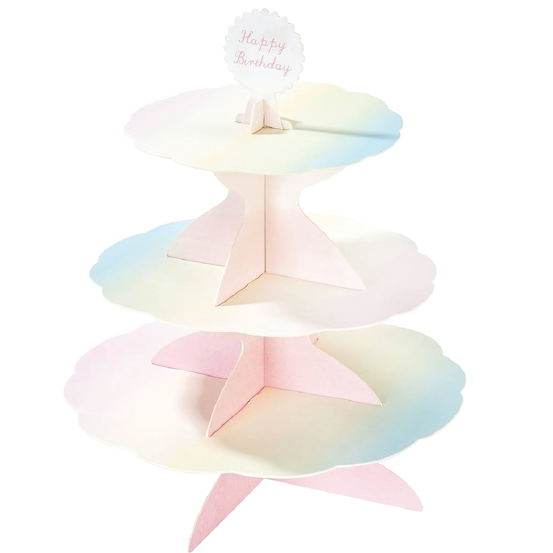 Rainbow Cupcake Tower Display | 3 Tiers | 4 Toppers - Sweet E's Bake Shop - The Party Shop