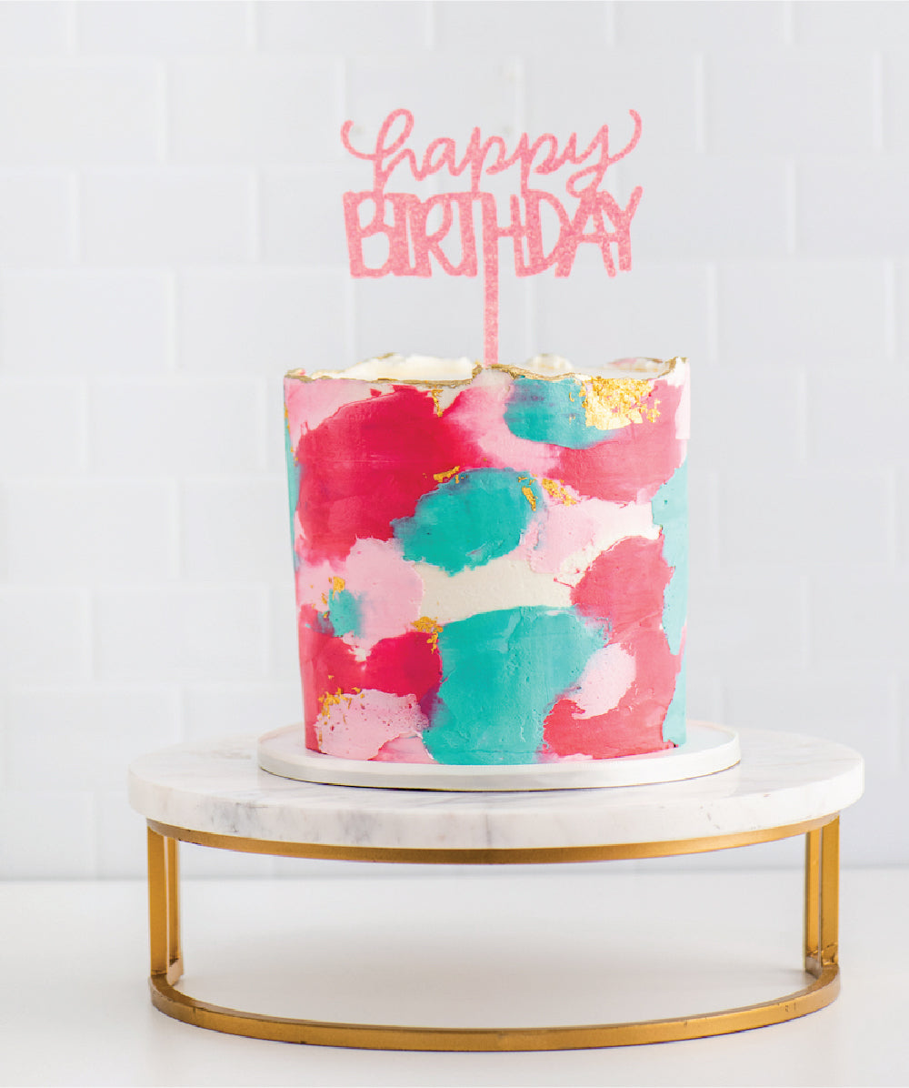 Pink & Teal Modern Art Birthday Cake - Sweet E's Bake Shop - The Cake Shop