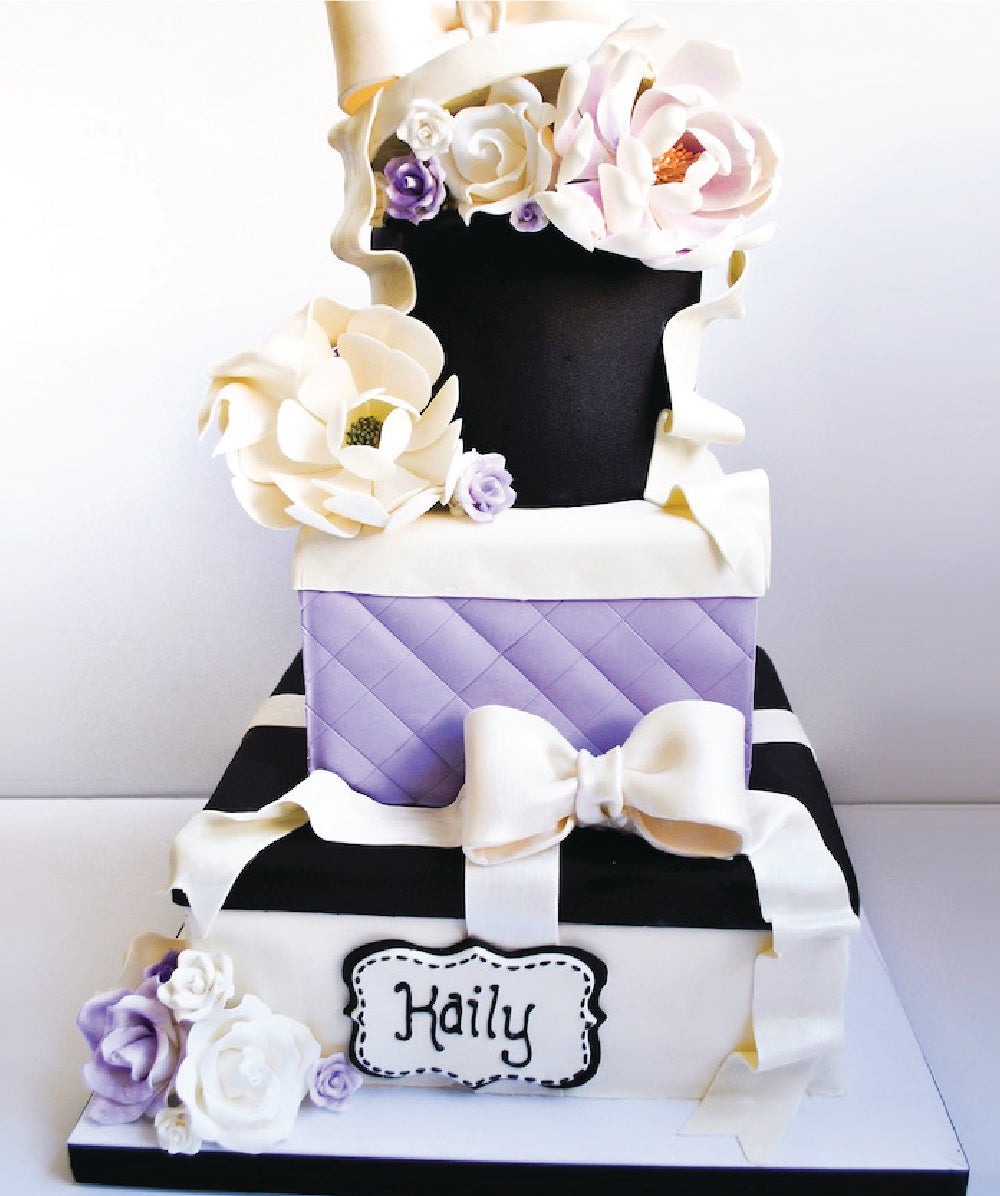Flower Purple Boxes Cake - Sweet E's Bake Shop - The Cake Shop